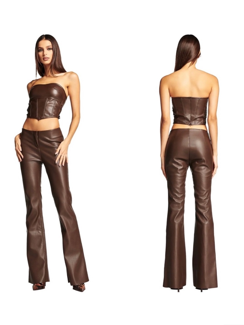 I.AM.GIA Chocolate Faux-Leather Flare Pants